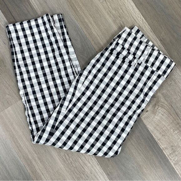 Loft Outlet Original Ankle Pants Gingham Check Black White 2 - Picture 1 of 12